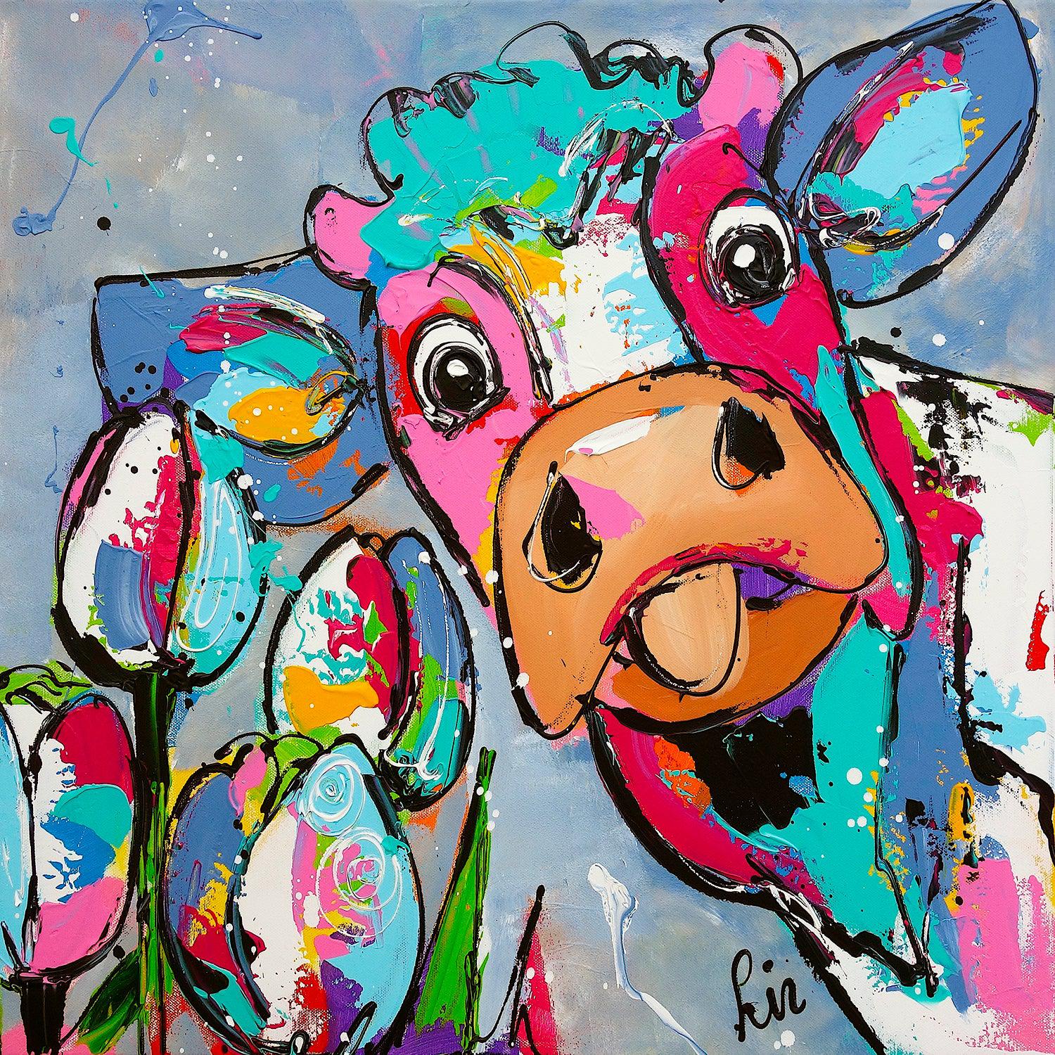 Diamond Painting Koe Met Tong – volledig ontwerp