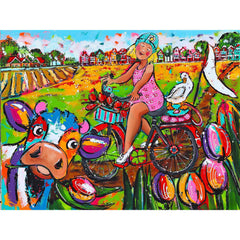 Diamond Painting Koe En Fietser – volledig ontwerp