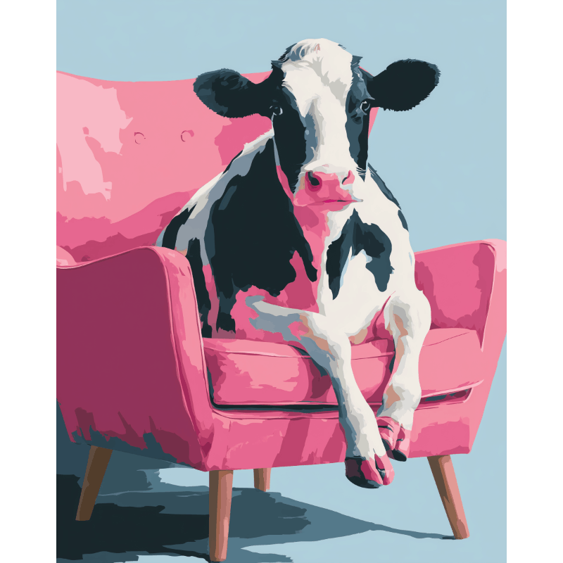 Diamond Painting Koe op de bank – volledig ontwerp