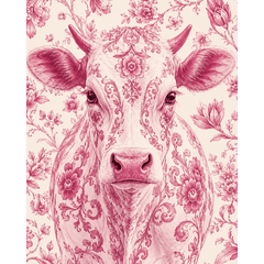 Diamond Painting Delfts roze koe – volledig ontwerp