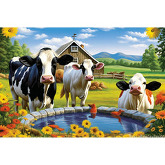Diamond Painting Koeien Bij De Boerderij – volledig ontwerp