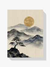 Diamond Painting - Bergen in inkt met gouden maan_zon