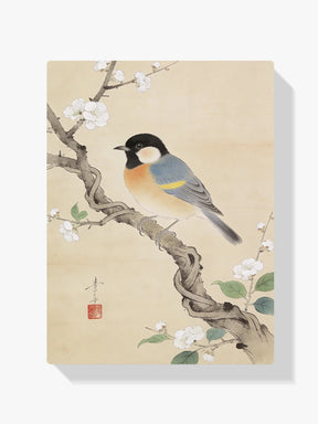 Diamond Painting - Koolmezen op bloesemtak van Ohara Koson