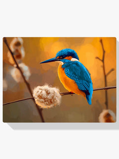 Diamond Painting - IJsvogel in Gouden Achtergrond
