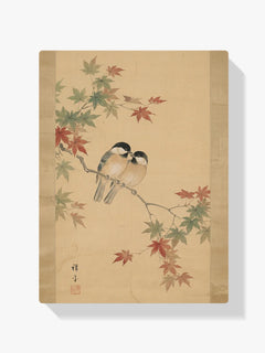 Diamond Painting - Twee vogeltjes tussen esdoornbladeren (herfst)