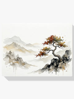 Diamond Painting - Eenzame boom in berglandschap