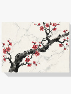 Diamond Painting - Inkttak met rode bloesem