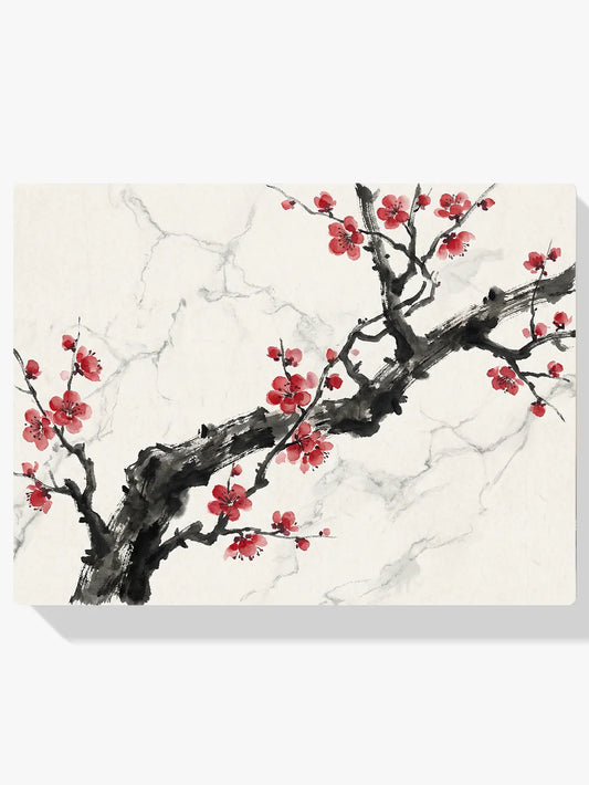 Diamond Painting - Inkttak met rode bloesem