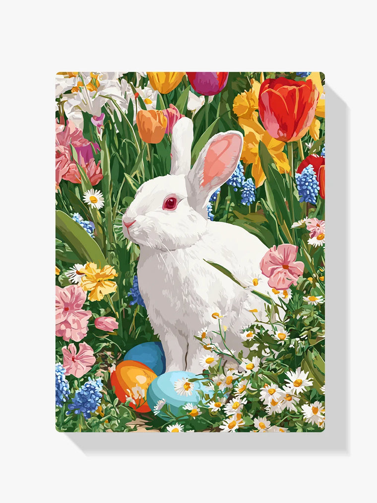 Diamond Painting - Paashaas tussen de Tulpen