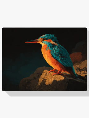 Diamond Painting - IJsvogel op Rots in Avondgloed