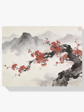 Diamond Painting - Kersenbloesem voor mistige bergtoppen Japandi panorama