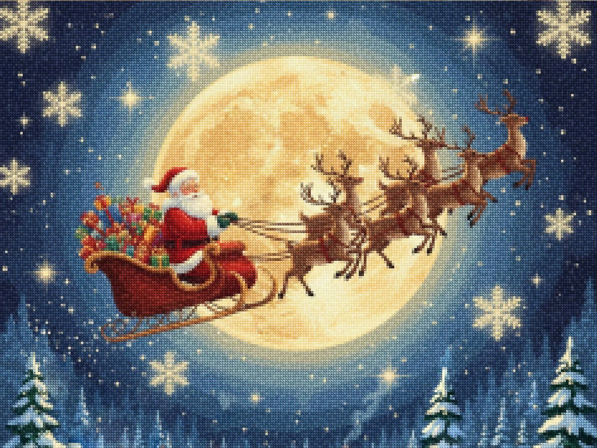 Diamond Painting - Middernachtelijke Reis van de Kerstman