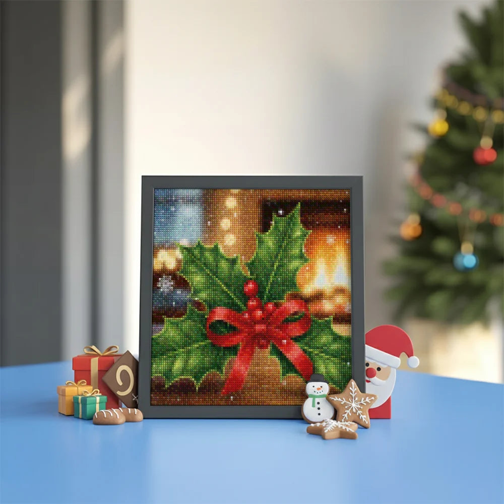 Mini Diamond Painting - Kleine hulstblaadjes & bessen