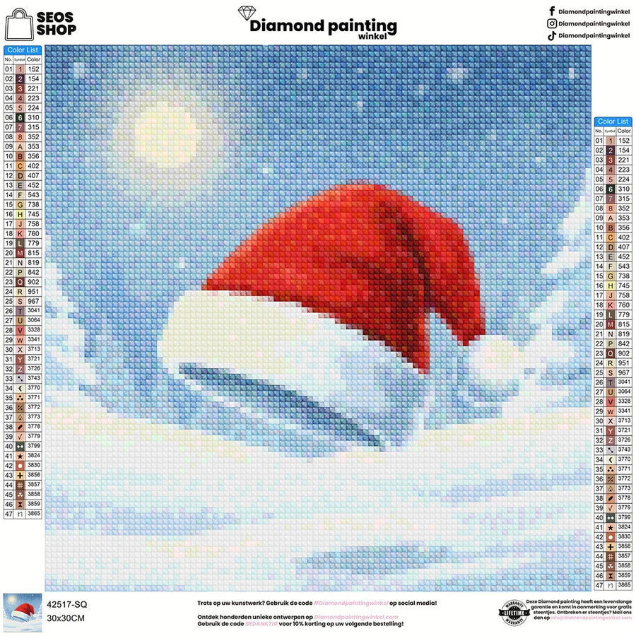 Mini Diamond Painting - Kleine kerstmanmuts-icoon