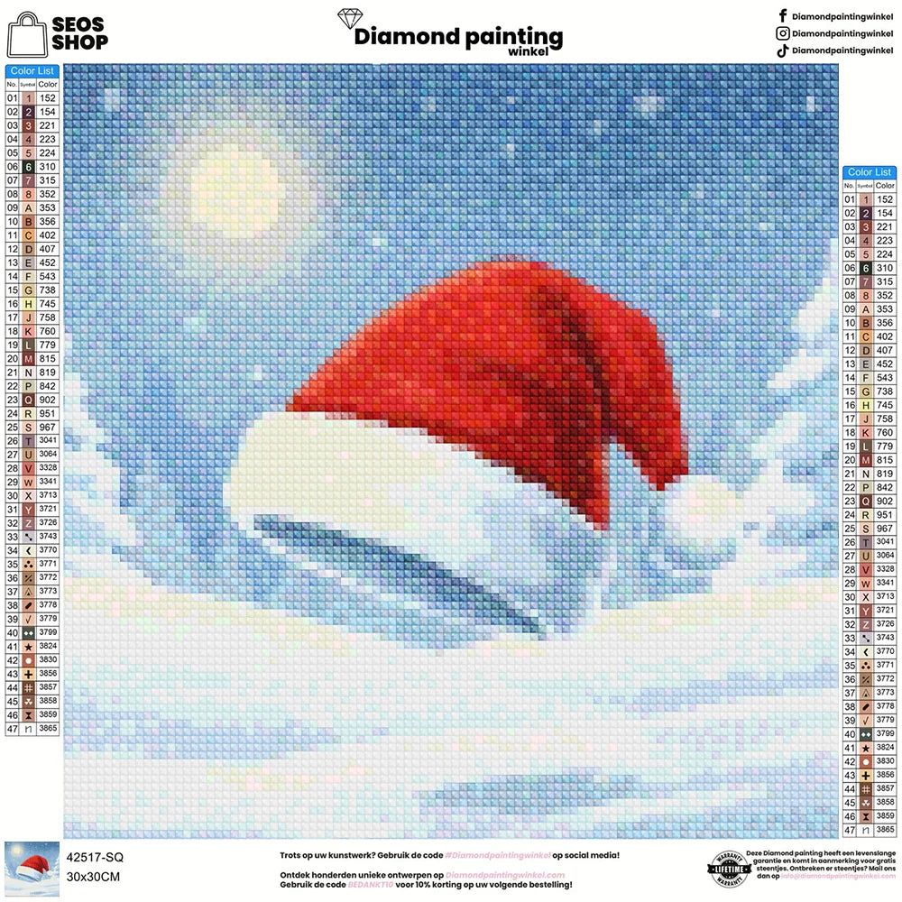 Mini Diamond Painting - Kleine kerstmanmuts-icoon