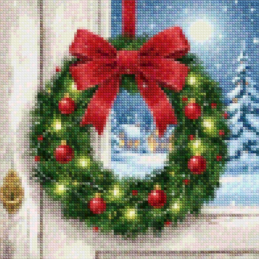 Mini Diamond Painting - Minikrans met rode strik