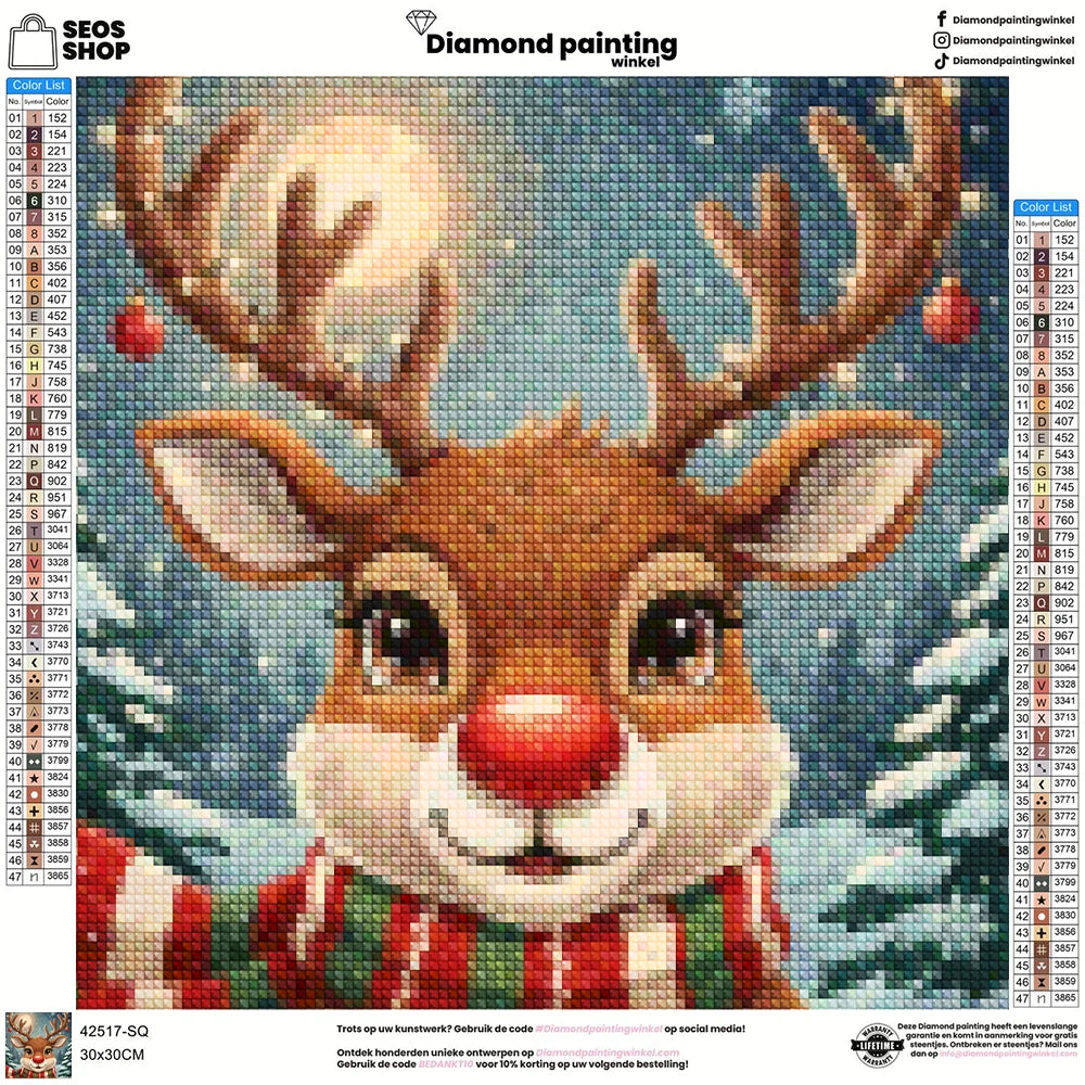 Mini Diamond Painting - Schattig rendiergezicht