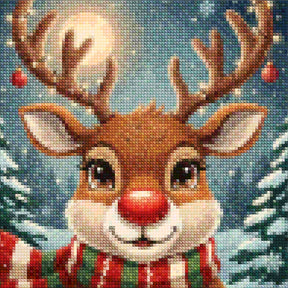 Mini Diamond Painting - Schattig rendiergezicht