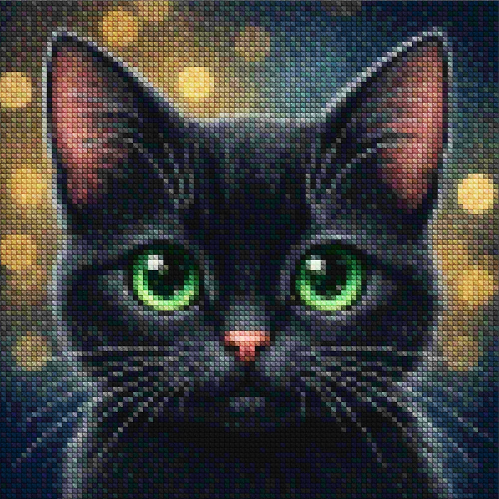 Mini Diamond Painting - Schattig zwart kattengezicht