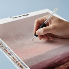 Diamond Painting - Abstract minimalistisch landschap in paars, taupe en bordeaux