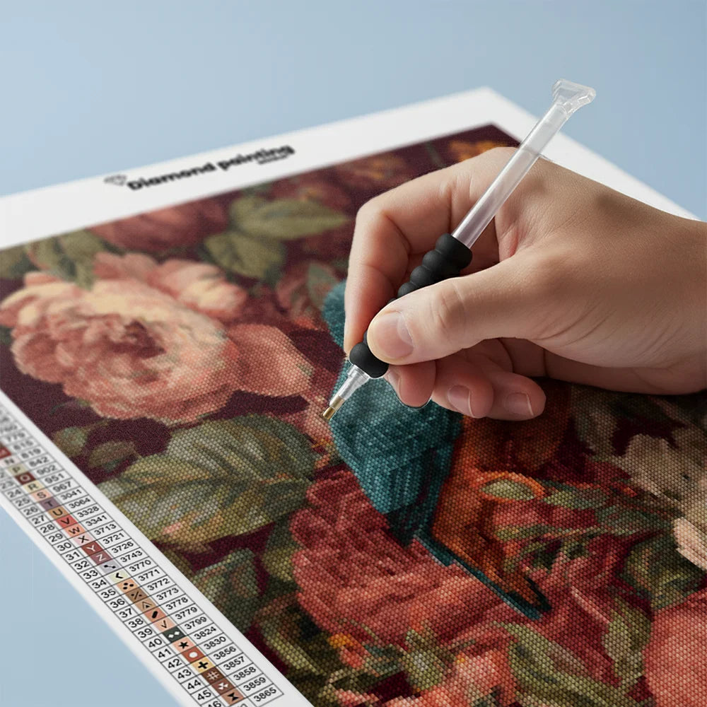 Diamond Painting - IJsvogel tussen Weelderige Bloemen