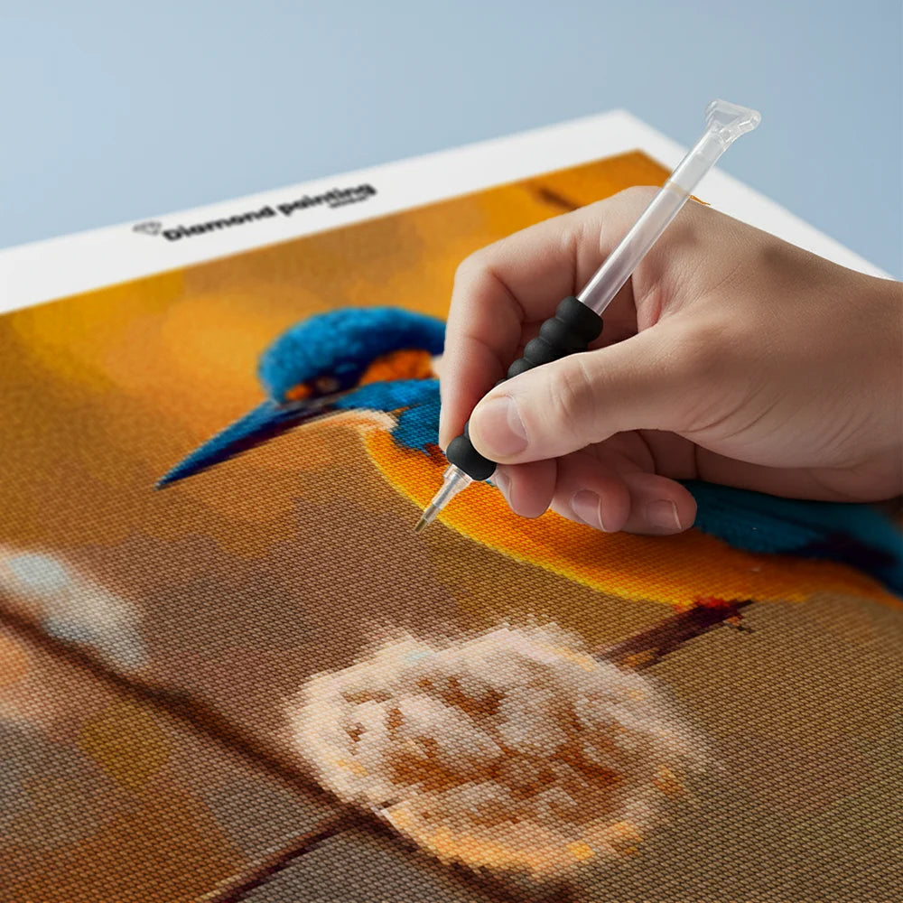 Diamond Painting - IJsvogel in Gouden Achtergrond