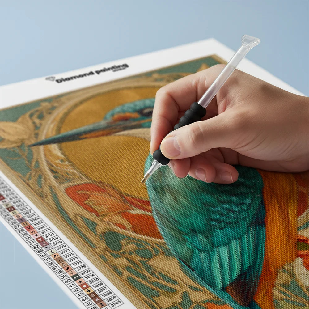 Diamond Painting - Jugendstil IJsvogel in Goud