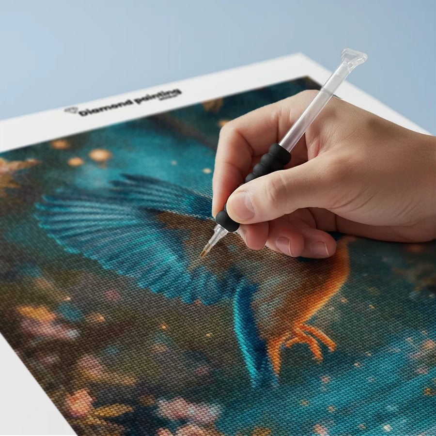 Diamond Painting - Magische IJsvogel in Betoverd Boslicht