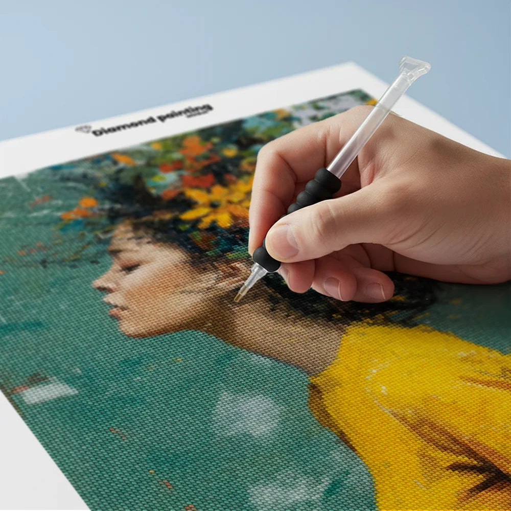 Diamond Painting - Het meisje en de bloemen