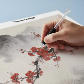 Diamond Painting - Kersenbloesem voor mistige bergtoppen Japandi panorama