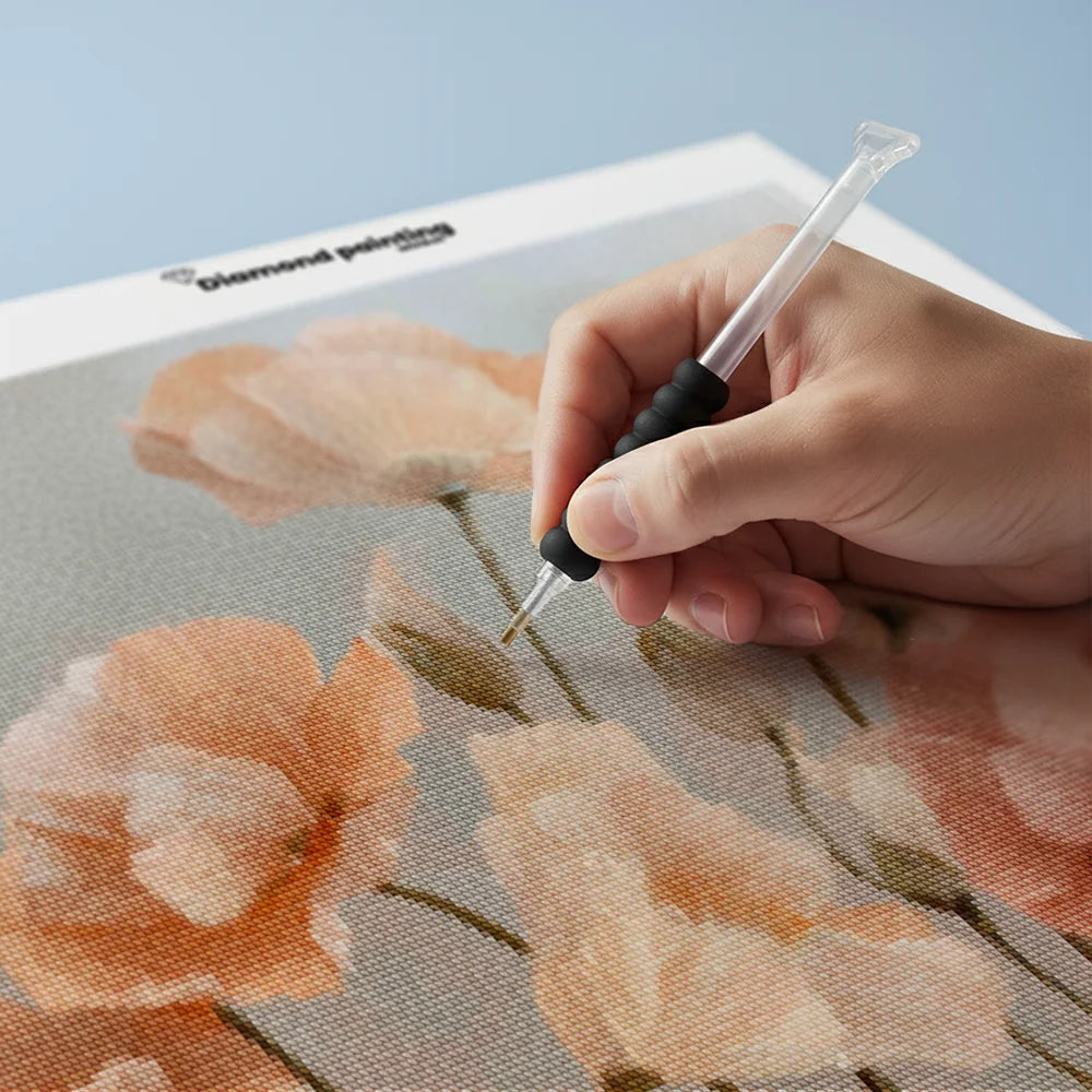 Diamond Painting - Klaprozen in zachte kleuren