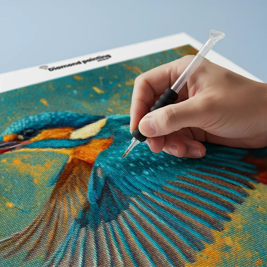 Diamond Painting - IJsvogel in Actie door Vuur en Wind