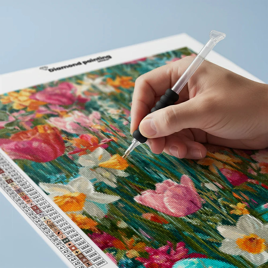 Diamond Painting - Voorjaarsbloemen in Bloei