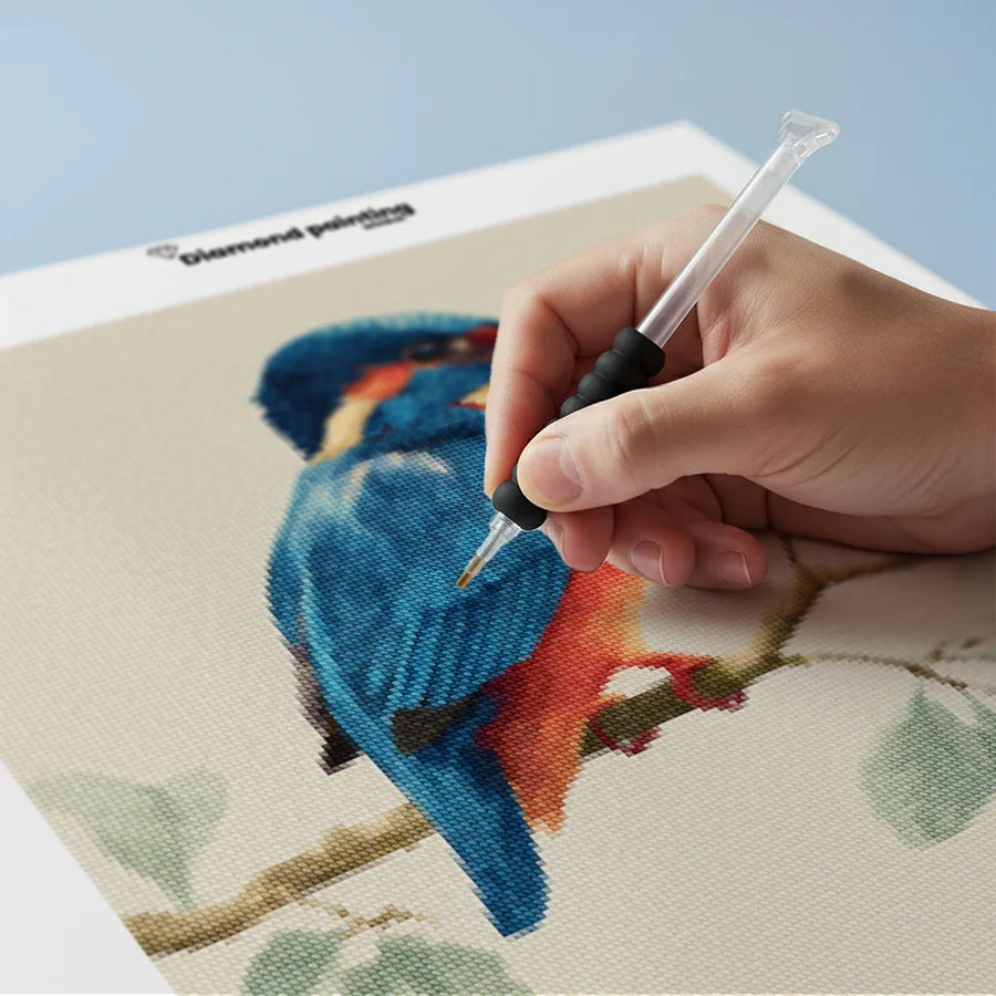 Diamond Painting - De IJsvogel op een Zachte Tak