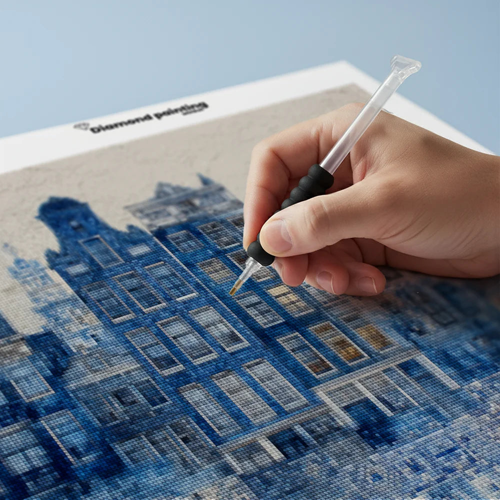 Diamond Painting - Collage van Delft, in Delfts blauw