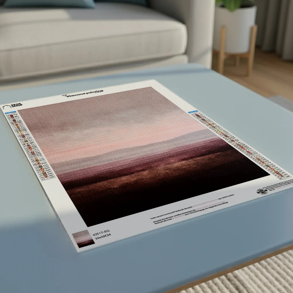 Diamond Painting - Abstract minimalistisch landschap in paars, taupe en bordeaux
