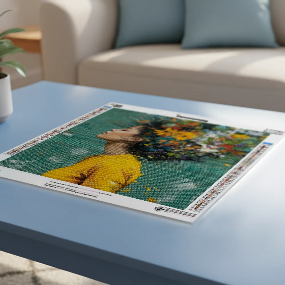 Diamond Painting - Het meisje en de bloemen