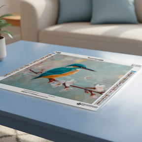 Diamond Painting - IJsvogel tussen Bloesem en Bokeh