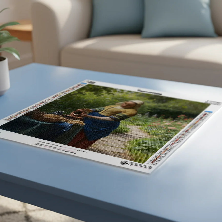 Diamond Painting - De melkmeid in de tuin