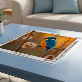 Diamond Painting - IJsvogel in Gouden Achtergrond