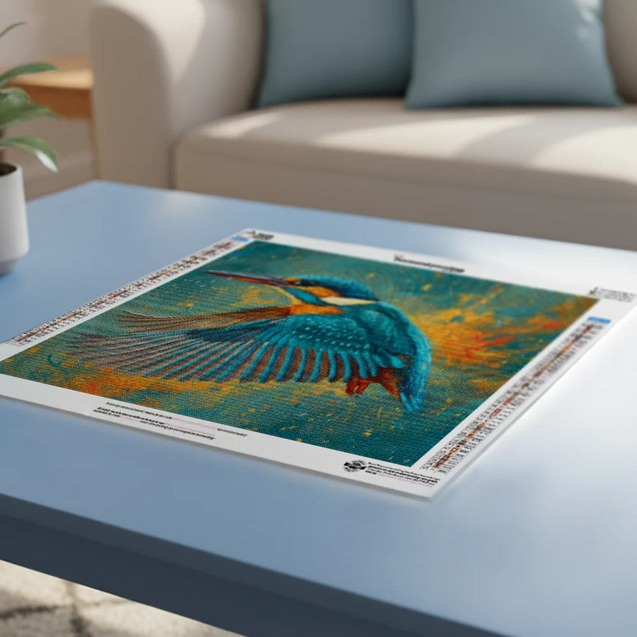 Diamond Painting - IJsvogel in Actie door Vuur en Wind