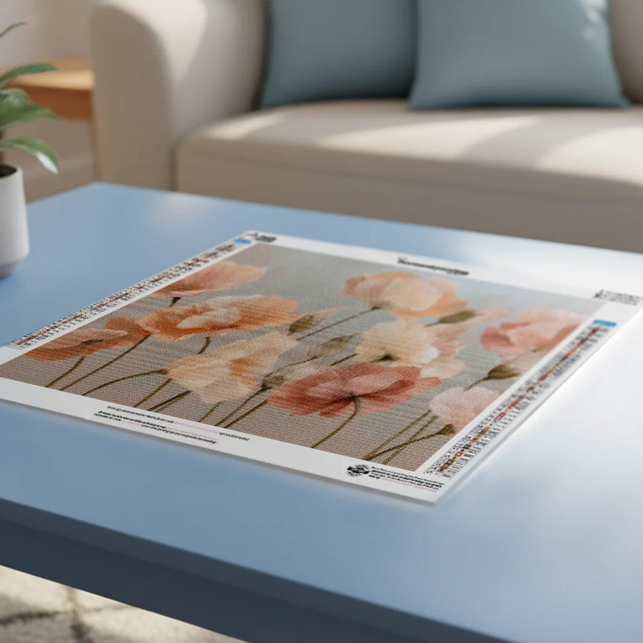 Diamond Painting - Klaprozen in zachte kleuren