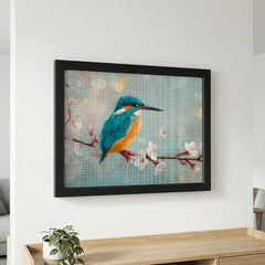Diamond Painting - IJsvogel tussen Bloesem en Bokeh