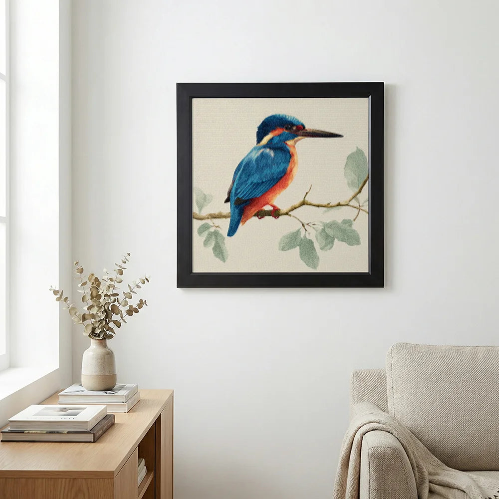 Diamond Painting - De IJsvogel op een Zachte Tak