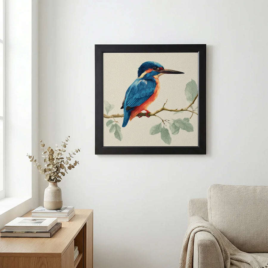 Diamond Painting - De IJsvogel op een Zachte Tak
