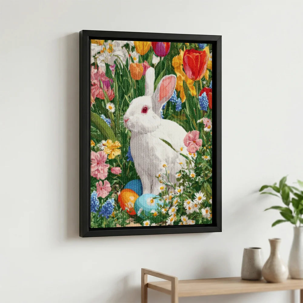 Diamond Painting - Paashaas tussen de Tulpen