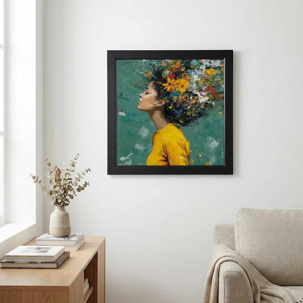 Diamond Painting - Het meisje en de bloemen