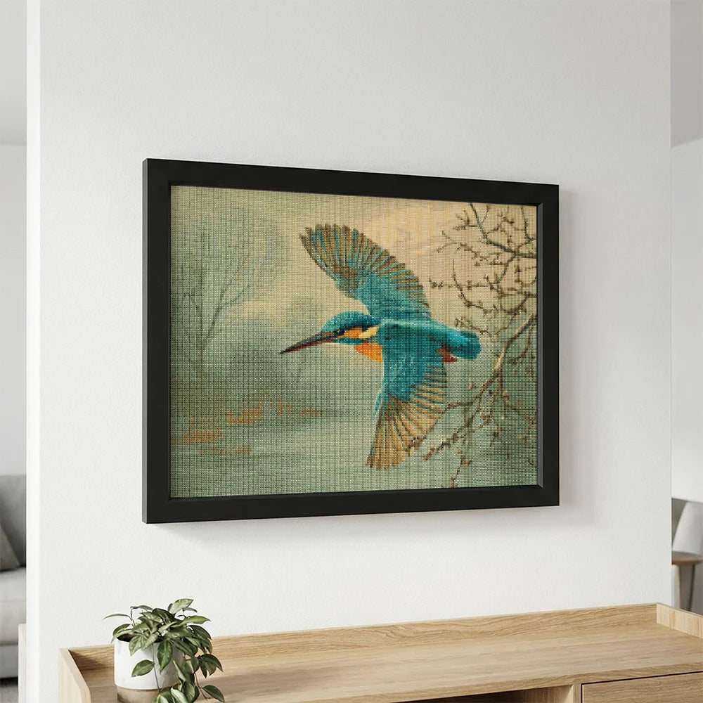 Diamond Painting - IJsvogelkunst in Zachte Nevel