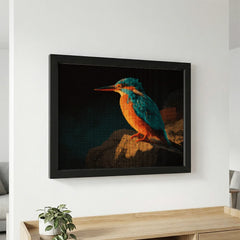 Diamond Painting - IJsvogel op Rots in Avondgloed
