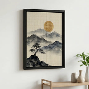 Diamond Painting - Bergen in inkt met gouden maan_zon